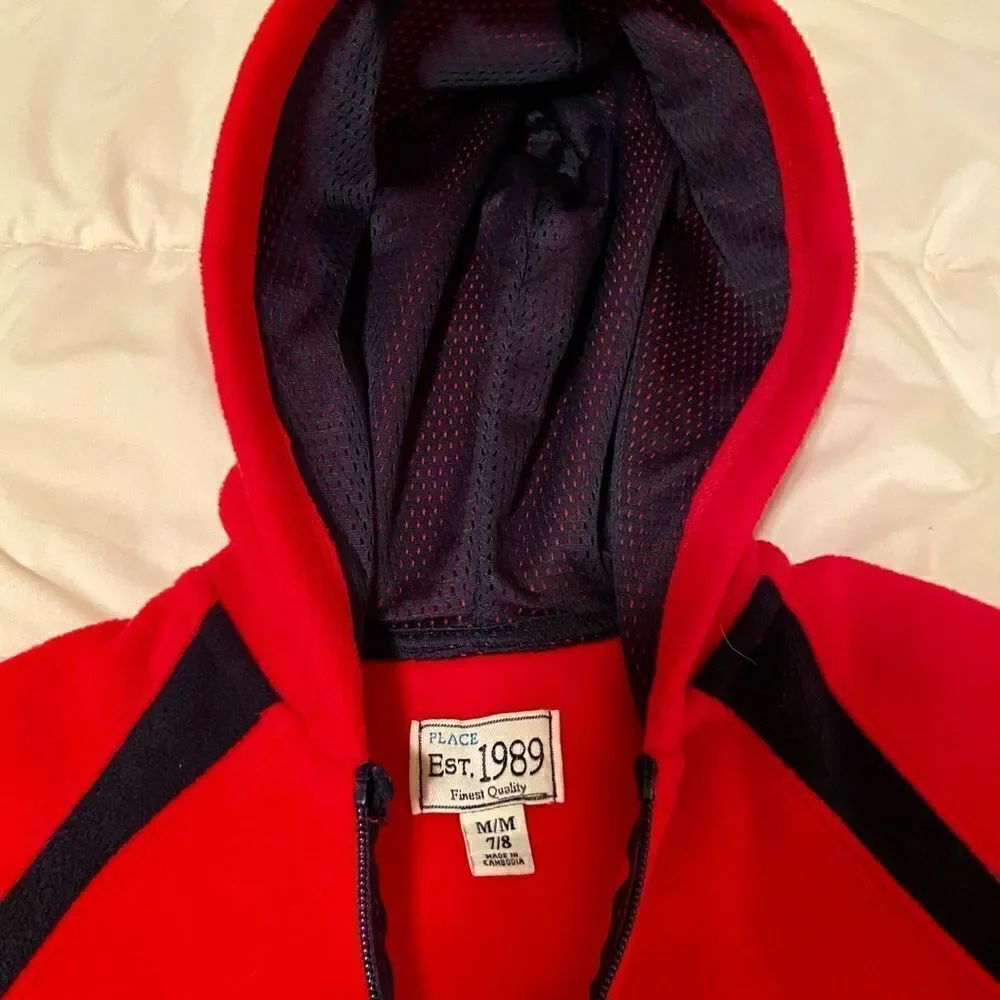 Place Est 1989 Boys Hooded Zip Jacket Red/Navy M